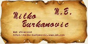 Milko Burkanović vizit kartica